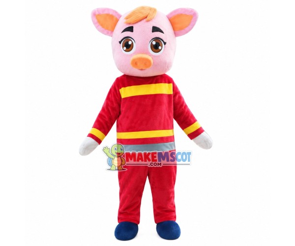 Great Firemen Pig Mascot Costume Great Firemen Pig Mascot Costume