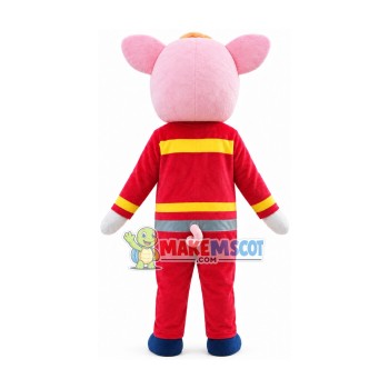 Great Firemen Pig Mascot Costume Great Firemen Pig Mascot Costume