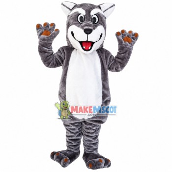 Excited Gray Wolf Mascot Adult Costume Excited Gray Wolf Mascot Adult Costume