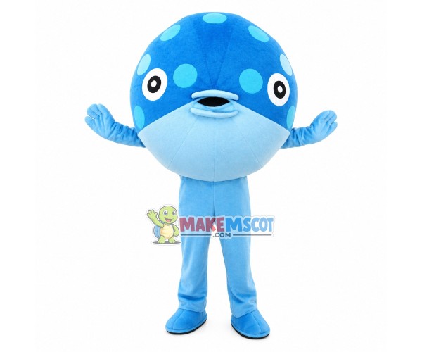 Swollen Blue Pufferfish Mascot Costume Swollen Blue Pufferfish Mascot Costume