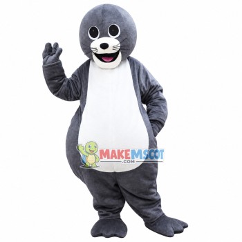 Amused Grey Sea Lion Mascot Costume