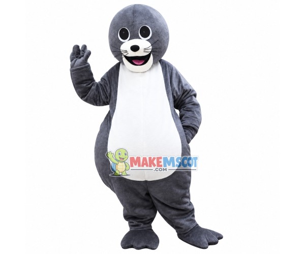 Amused Grey Sea Lion Mascot Costume Amused Grey Sea Lion Mascot Costume