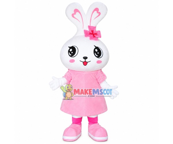 Cute Rabbit Mascot Costume Wearing Pink Dress Cute Rabbit Mascot Costume Wearing Pink Dress