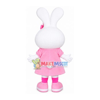 Cute Rabbit Mascot Costume Wearing Pink Dress Cute Rabbit Mascot Costume Wearing Pink Dress