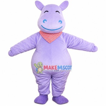 Polite Lilac Hippopotamus Mascot Costume Polite Lilac Hippopotamus Mascot Costume