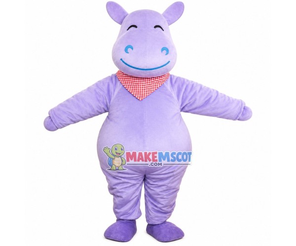 Polite Lilac Hippopotamus Mascot Costume Polite Lilac Hippopotamus Mascot Costume