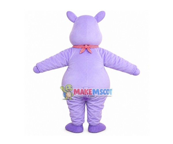 Polite Lilac Hippopotamus Mascot Costume Polite Lilac Hippopotamus Mascot Costume