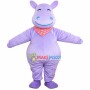 Polite Lilac Hippopotamus Mascot Costume