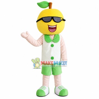 Pear Doll With Sunglasses Mascot Costume Pear Doll With Sunglasses Mascot Costume