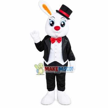 Gentle Rabbit In Suit Mascot Costume Gentle Rabbit In Suit Mascot Costume