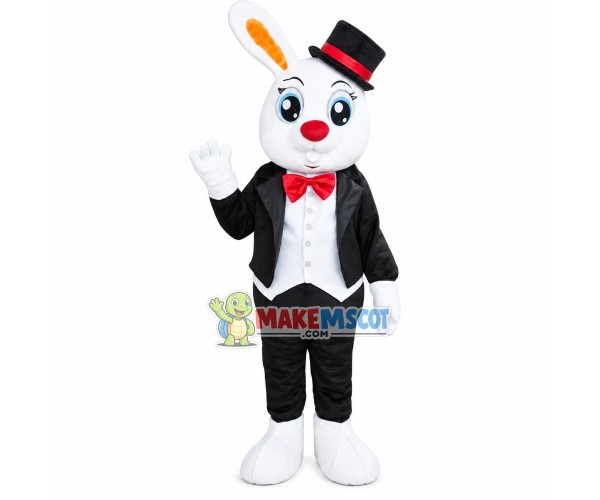 Gentle Rabbit In Suit Mascot Costume Gentle Rabbit In Suit Mascot Costume