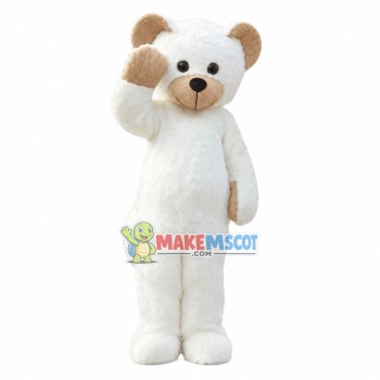 Salute Long Fur White Bear Mascot Costume