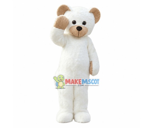 Salute Long Fur White Bear Mascot Costume Salute Long Fur White Bear Mascot Costume