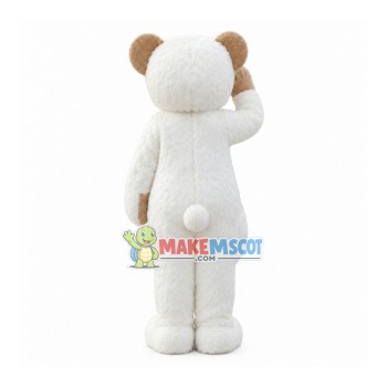 Salute Long Fur White Bear Mascot Costume Salute Long Fur White Bear Mascot Costume