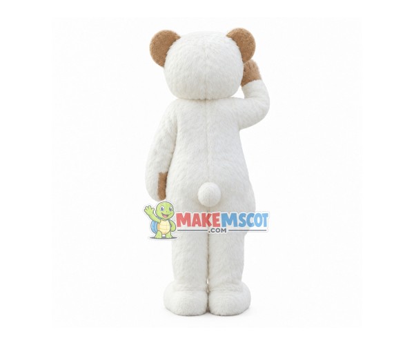 Salute Long Fur White Bear Mascot Costume Salute Long Fur White Bear Mascot Costume