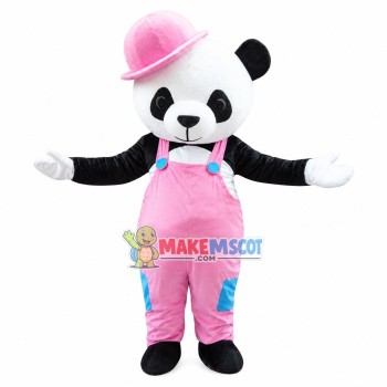 Pretty Panda In Pink Rompers Mascot Costume