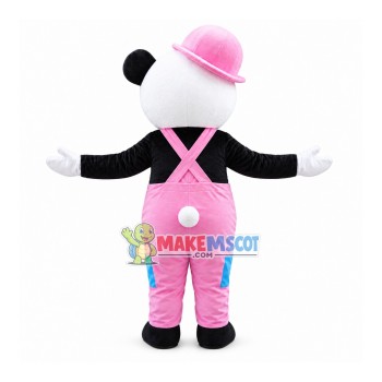 Pretty Panda In Pink Rompers Mascot Costume