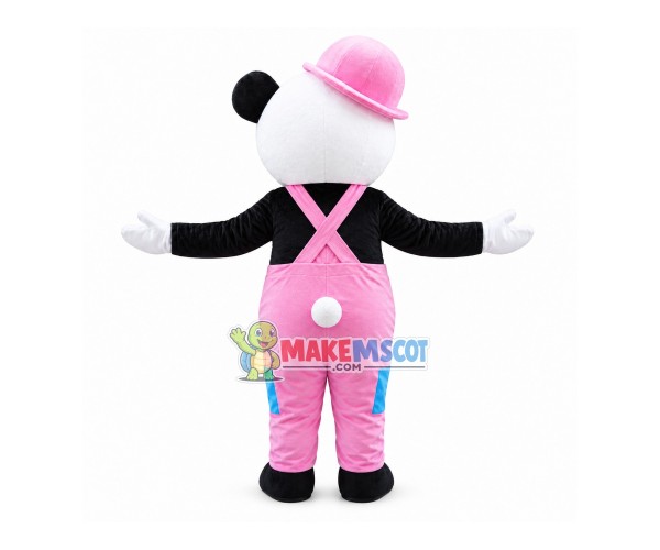 Pretty Panda In Pink Rompers Mascot Costume Pretty Panda In Pink Rompers Mascot Costume