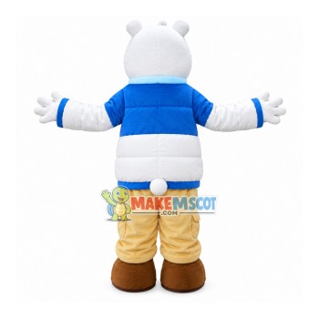 Polar Bear Wearing Down Jacket Mascot Costume Polar Bear Wearing Down Jacket Mascot Costume