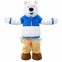 Polar Bear Wearing Down Jacket Mascot Costume