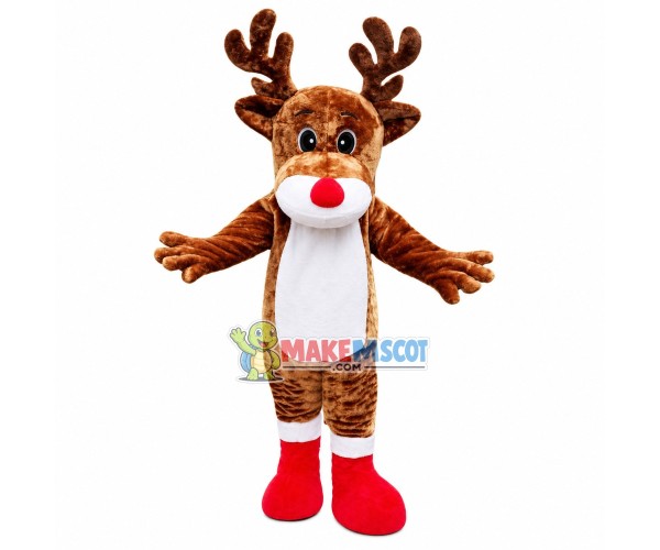 Christmas Elk With Red Nose Mascot Costume