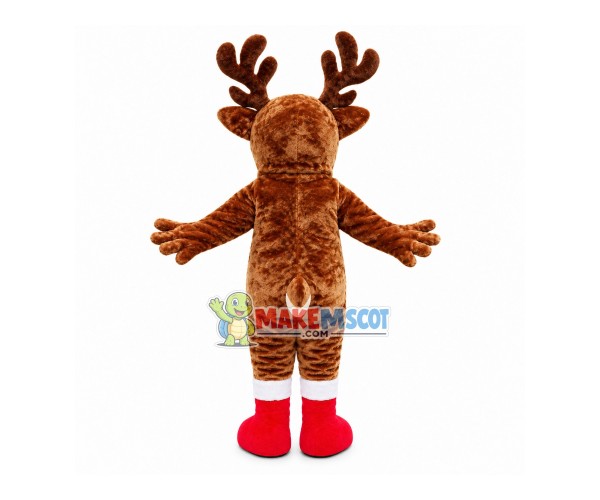 Christmas Elk With Red Nose Mascot Costume Christmas Elk With Red Nose Mascot Costume