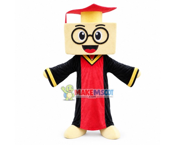 Building Block In Bachelor Uniform Mascot Costume Building Block In Bachelor Uniform Mascot Costume