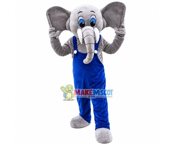 Amiable Elephant With Blue Eyes Mascot Costume Amiable Elephant With Blue Eyes Mascot Costume