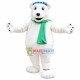 Polar Bear Mascot Costume With Green Scarf