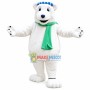 Polar Bear Mascot Costume With Green Scarf