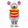 Exaggerated Striped Mouse Mascot Costume
