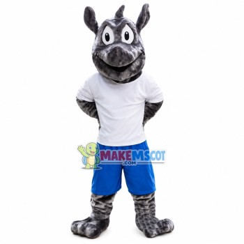 Exercising Grey Boar Mascot Costume Exercising Grey Boar Mascot Costume