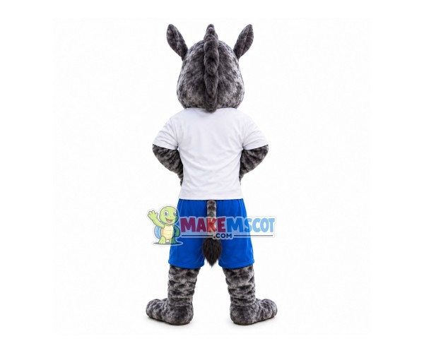 Exercising Grey Boar Mascot Costume Exercising Grey Boar Mascot Costume