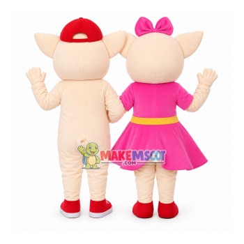 Naive Little Pig Couple Mascot Costume