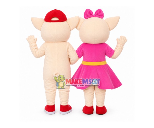 Naive Little Pig Couple Mascot Costume