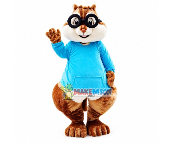 Smart Chipmunk Simon Mascot CartoonCostume Smart Chipmunk Simon Mascot CartoonCostume