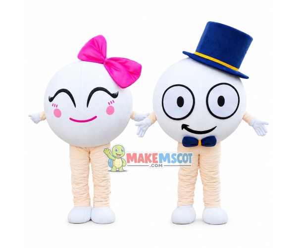 One Pair Of Cute Round Doll Mascot Costume One Pair Of Cute Round Doll Mascot Costume