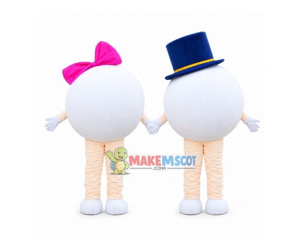 One Pair Of Cute Round Doll Mascot Costume One Pair Of Cute Round Doll Mascot Costume