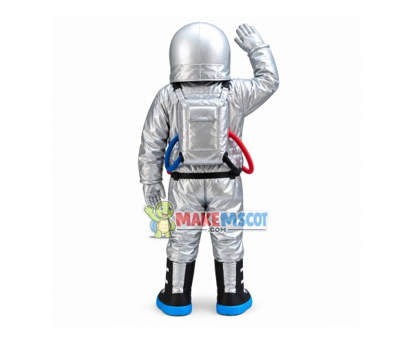 Astronaut In Silver Space Suit Mascot Costume