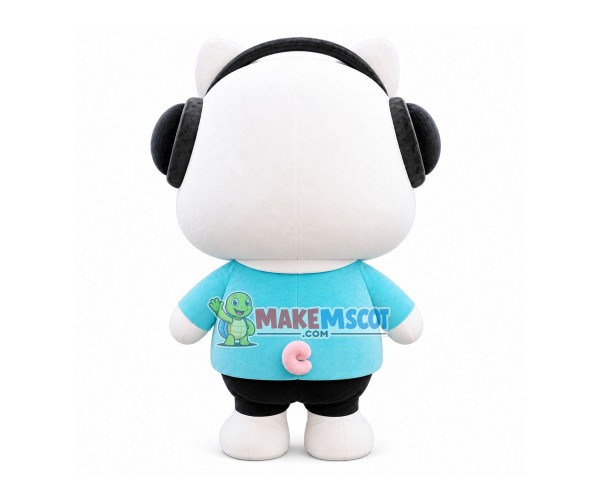 Short Headphone Pig Mascot Costume Short Headphone Pig Mascot Costume