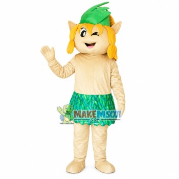 Elf In The Leaf Skirt Mascot Costume Elf In The Leaf Skirt Mascot Costume