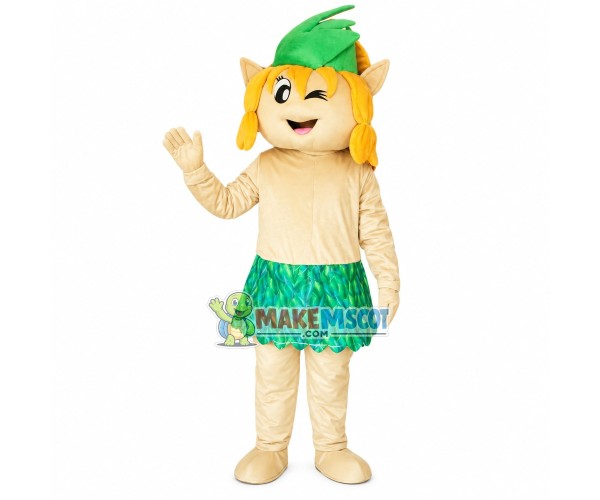 Elf In The Leaf Skirt Mascot Costume Elf In The Leaf Skirt Mascot Costume