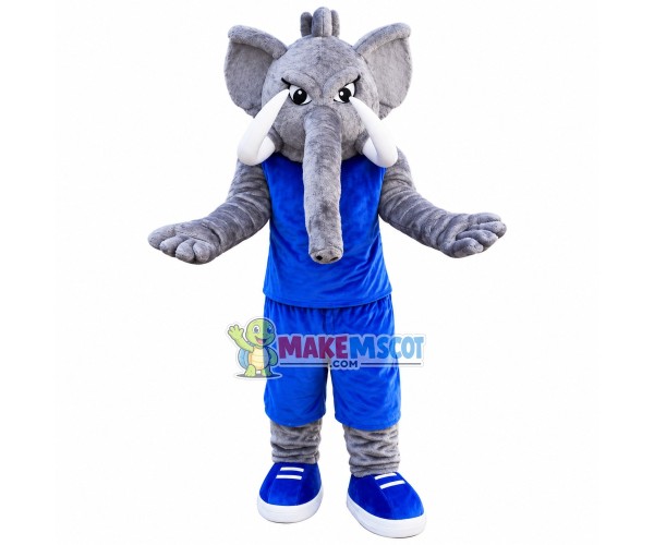 Fierce Elephant Mascot Costume In The Blue Set Fierce Elephant Mascot Costume In The Blue Set