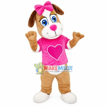 Lovely Pink Love Dog Mascot Costume
