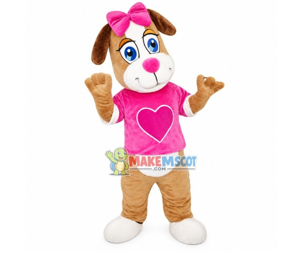 Lovely Pink Love Dog Mascot Costume Lovely Pink Love Dog Mascot Costume