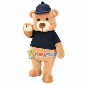 Lovable Bear With Tight Shirt Mascot Costume