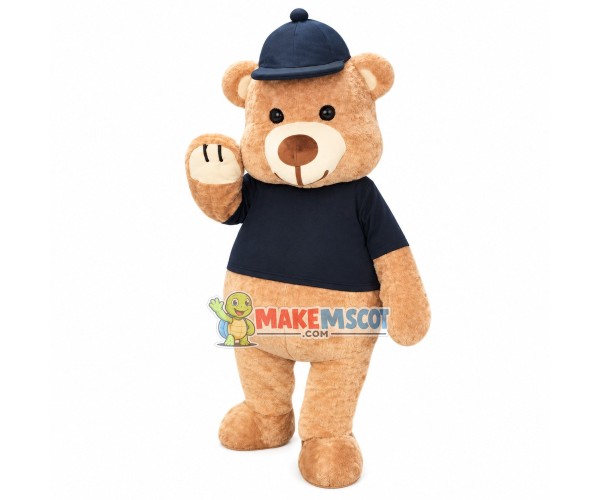 Lovable Bear With Tight Shirt Mascot Costume Lovable Bear With Tight Shirt Mascot Costume