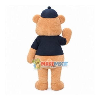 Lovable Bear With Tight Shirt Mascot Costume Lovable Bear With Tight Shirt Mascot Costume