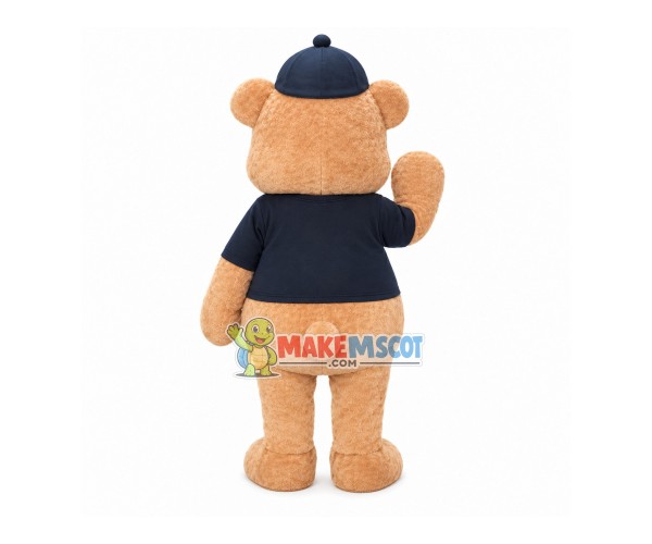 Lovable Bear With Tight Shirt Mascot Costume Lovable Bear With Tight Shirt Mascot Costume