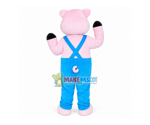 Cheerful Pig In The Overalls Mascot Costume